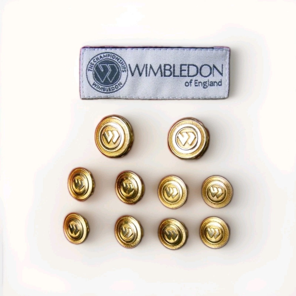 THE CHAMPIONSHIPS WIMBLEDON OF ENGLAND W LOGO GOLD REPLACEMENT BLAZER BUTTON SET